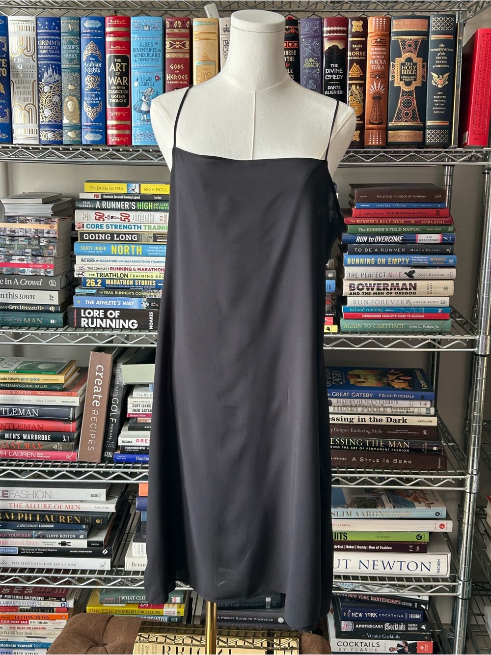 J. Crew Classic Black Thin Slip Dress with Spaghetti Straps Sheer Size Small